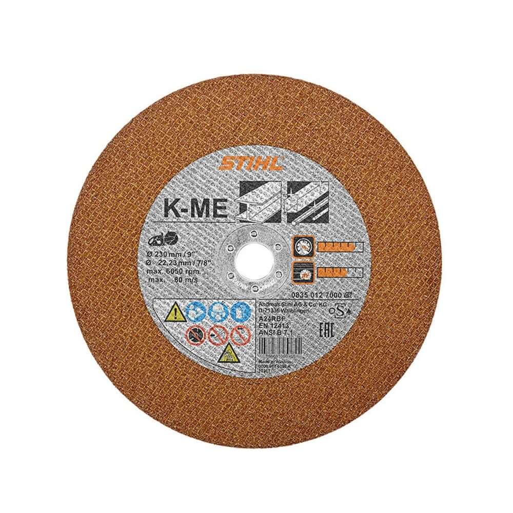 STIHL K-ME Abrasive Cutting Wheel for tree surgeons, cutting steel up to 12mm, durable and high-performance.