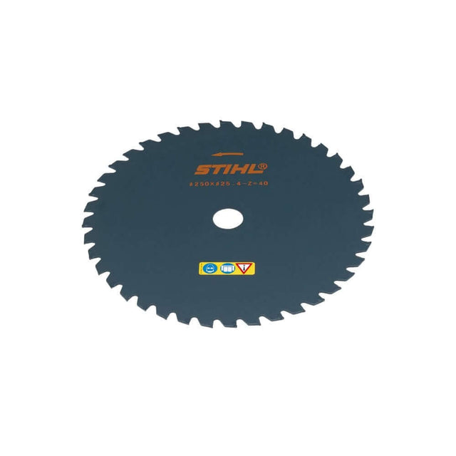 STIHL grass cutting blade, durable steel design, ideal for STIHL brush cutters, perfect for tree surgeons.