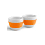Set of two durable STIHL espresso cups with heat-insulating rings, perfect for tree surgeons and coffee lovers.