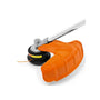Close-up of STIHL FSA 60R Cordless Strimmer Deflector, designed for precision trimming around garden edges.