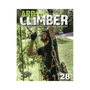 ARBCLIMBER Issue 28 cover featuring a professional arborist demonstrating climbing techniques and equipment.