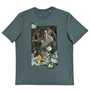 A green t-shirt featuring an image of a character from the TV show 'Breaking Bad' surrounded by money.