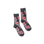 A pair of black socks with a pattern of red Stihl chainsaw graphics