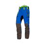 Breatheflex Pro Chainsaw Trousers Type C in vibrant blue with green accents and reinforced fabric.