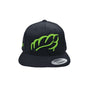 Black and lime baseball cap featuring a stylish logo, perfect for tree surgeons and outdoor enthusiasts.