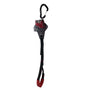 A red and black Gemini Knee Ascender device attached to a black rope, designed for climbing purposes.