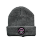 Heritage Beanie in mid-grey with pink DMM logo, ideal for tree surgeons and outdoor professionals.