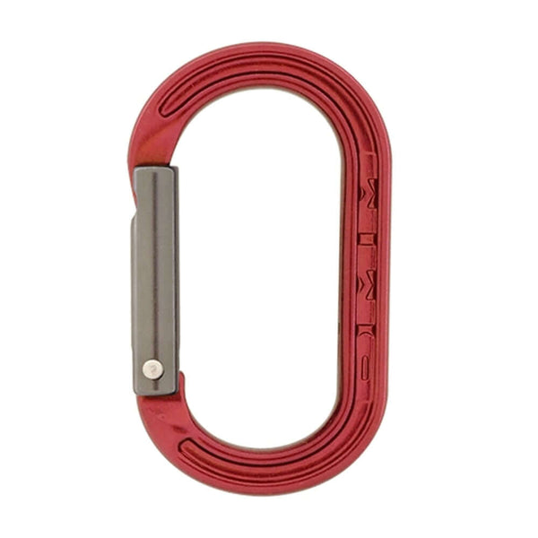 DMM XSRE Mini Carabiner in red, lightweight and compact, ideal for tree surgeons and outdoor use.