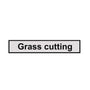 Grass cutting sign plate for tree surgeon safety, part of Quazar's portable road sign range.