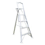 A silver Hendon platform tripod ladder with a hand rail and clawed feet on a white background.