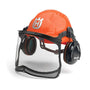Husqvarna Classic Forest Tree Surgeon Helmet with face shield and ear protection for arborists and forestry professionals.