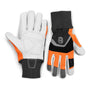 Husqvarna Functional Chainsaw Gloves, orange and gray, with reinforced protection. Safety work gloves