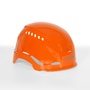 Bright orange Sovos climbing helmet cover, ideal for tree surgeons with customizable safety options.