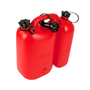 Combination Can for fuel and chain oil, red twin canisters ideal for chainsaw users.