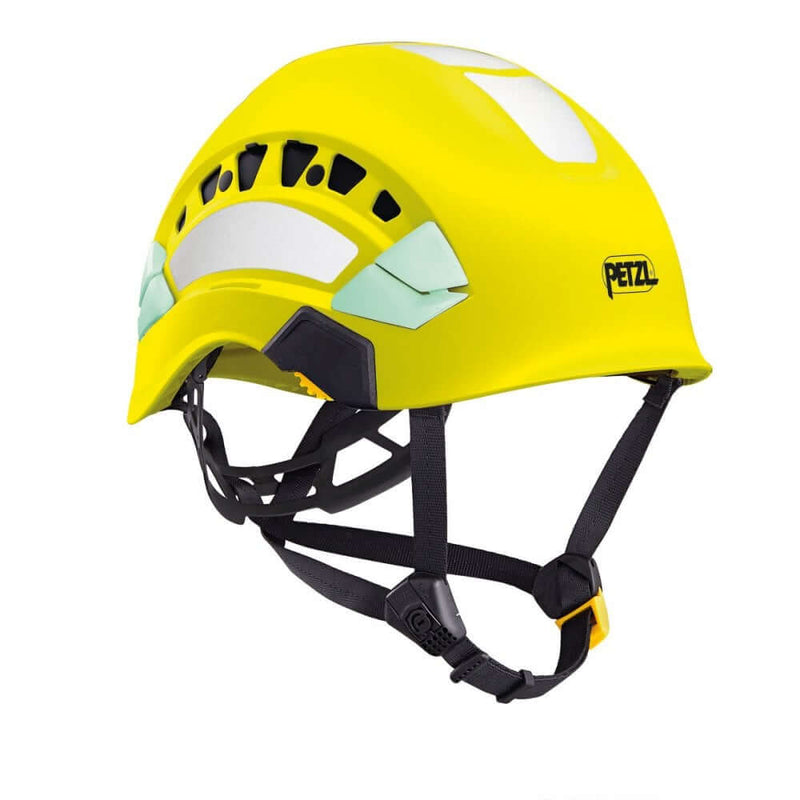 Petzl Vertex Vent Hi Viz climbing helmet in bright yellow, designed for tree surgeons and professionals working at heights.