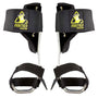 A pair of Panther Aluminium Velcro Tree Climbing Spikes with black straps and silver-colored hooks.