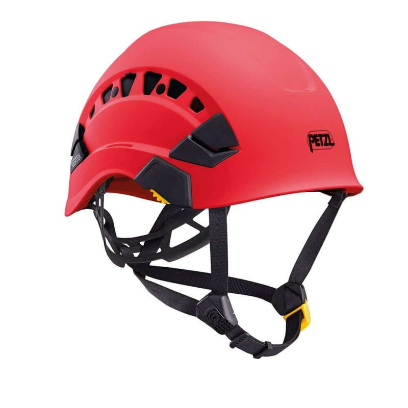 Petzl Vertex Vent Climbing Helmet in red, designed for tree surgeons and comfortable for work at height.