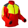 Pfanner Zipp2Zipp Work Fleece in red and yellow, ideal for tree surgeons; windproof and water-resistant for cold weather.