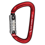 RockD Up-Lock carabiner in red, featuring a push-up and twist gate, ideal for tree surgeons and outdoor gear.