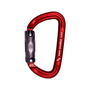 rockD Auto-Lock Carabiner in red, ideal for tree surgeons, featuring a lightweight aluminum frame and 3-stage autolocking mechanism.