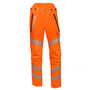 Sentinel Rail Hi-Viz Orange Chainsaw Trousers Type C for tree surgeons, featuring reflective stripes for safety.