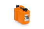 STIHL Combination Canister in orange for tree surgeons, featuring dual compartments for fuel and oil.
