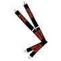 Black Stihl clip-on braces for chainsaw trousers, designed for tree surgeons, featuring metal clips and durable materials.