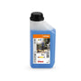 A 1-litre bottle of stihl vehicle shampoo and wax with a blue label, predominantly placed on a white background.