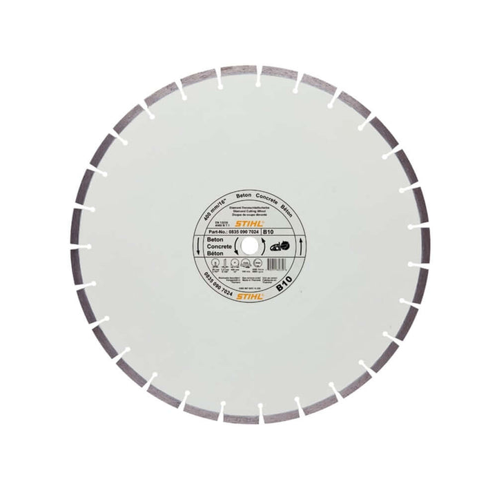 STIHL D-B10 concrete cutting wheel, 9-16 inches, designed for tree surgeons and professionals to cut concrete and brick.