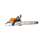 STIHL MS 400.1 petrol chainsaw. Powerful, professional-grade saw for demanding forestry and tree care tasks. Robust construction, orange and gray. Reliable performance