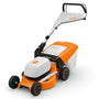 STIHL RMA 248 cordless lawn mower with robust steel deck, perfect for small to medium gardens. Ideal for tree surgeons.