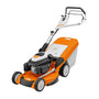STIHL RM 655 VS petrol lawn mower with powerful engine for efficient mowing of large lawns.