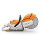 STIHL TSA 300 Cordless Cut-off Machine with an orange and gray color scheme, featuring a 12-inch cutting wheel.