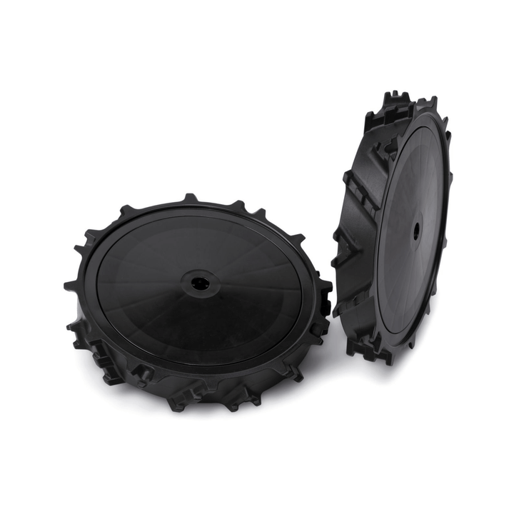 iMOW ART 220 traction wheels for STIHL iMOW RMI 4, designed for improved grip on uneven ground for tree surgeons.