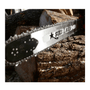 Sugihara Light Type Pro Chainsaw Guide Bar 18″ on logs, ideal for tree surgeons with a lightweight design.