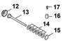 Diagram of fastening parts for STIHL HL-KM 0-145 Angle Drive including screws and components.