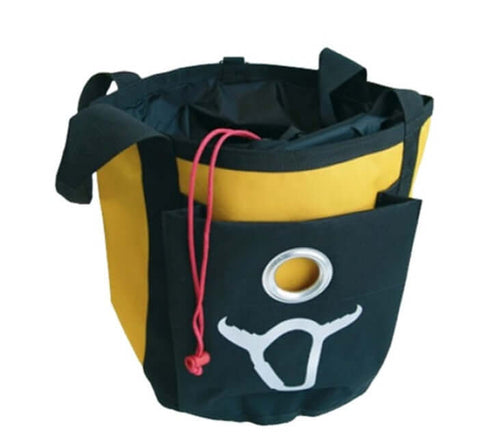 Durable climbing canvas rope bag for tree surgeons, featuring secure drawstring closure and spacious design.