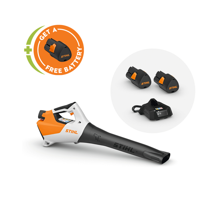 STIHL BGA 30 Cordless Leaf Blower with free battery promotion and charger