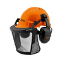 Function Chainsaw Helmet Set featuring a ventilated orange helmet with face shield and hearing protection.
