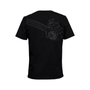 Back view of MS 500i Centenary T-Shirt featuring a subtle STIHL chainsaw design on a black fabric.