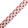 Close-up of Sirius Bull 12mm climbing rope, featuring durable red and white double-braided design for tree surgeons.