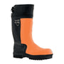 Treehog Challenger Wellington Boot Class 3 in orange and black, designed for tree surgeons and heavy-duty work environments.