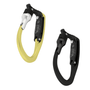 DMM Vault Locking Gate Tool Clip, strong carabiner for tree surgeons, secure tool carrying, black and yellow design.