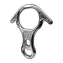 Large figure 8 stainless steel descender for rope, used in climbing and rescue