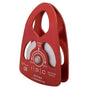 ISC Large Single Prussik Aluminium Pulley, a silver climbing pulley with a large hole for prusik cord attachment.
