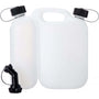 Oregon Combi Fuel Oil Can: 5L fuel and 3L oil storage, transparent design for tree surgeon equipment.
