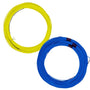 Two rolls of brightly colored throwline: yellow and blue, ideal for tree surgeons and outdoor tasks.