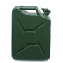 20L green metal petrol fuel canister for outdoor equipment, ideal for tree surgeons and compliant fuel storage.