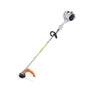 A STIHL FS 56 RC-E lightweight petrol strimmer with an orange cutting head and gray handle.