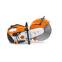A Stihl TS 420 petrol-powered 14-inch disc cut-off saw with an orange and white color scheme.